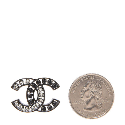 Chanel Crystal CC Earrings Black Silver 2 of 4