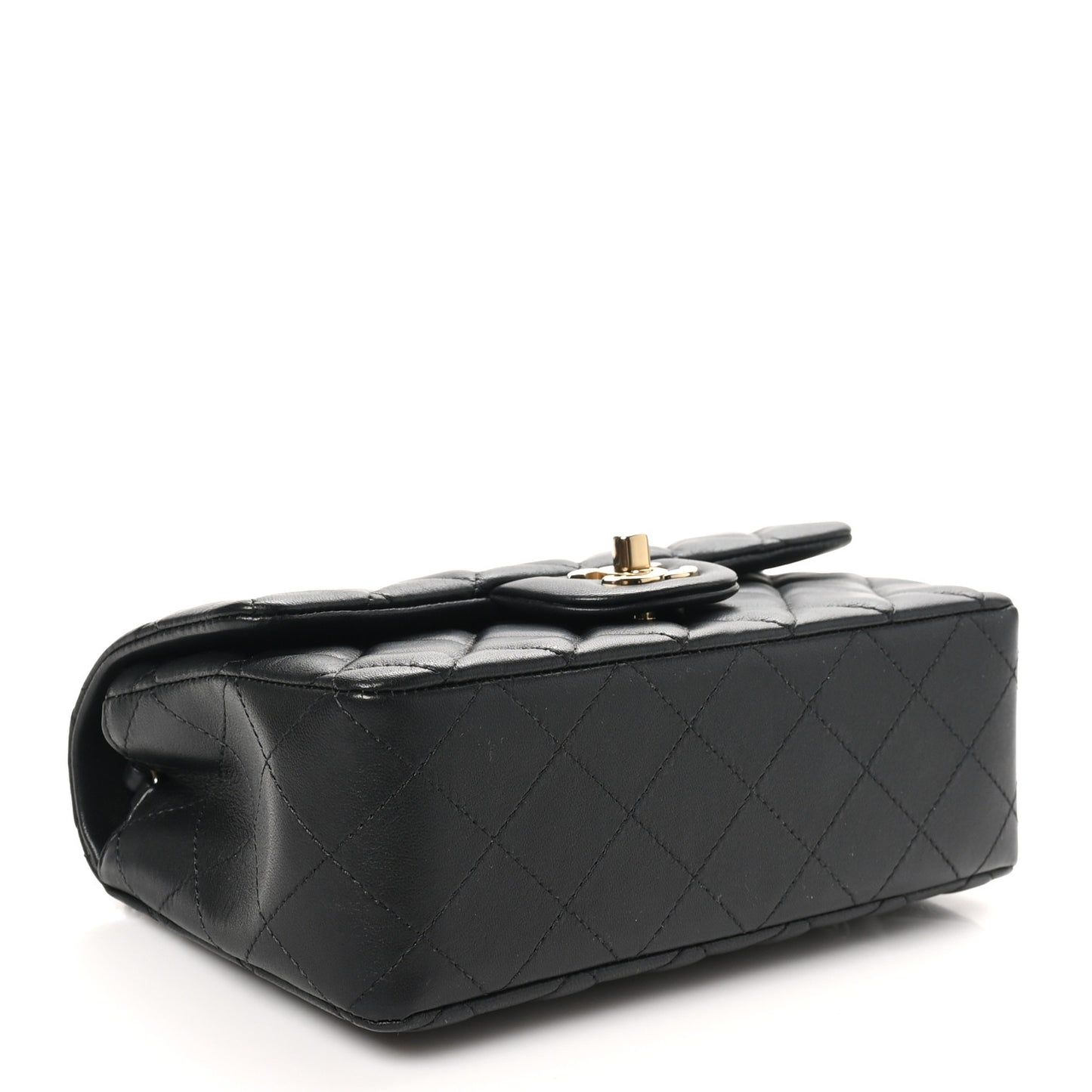 Lambskin Quilted Mini Rectangular Flap Black