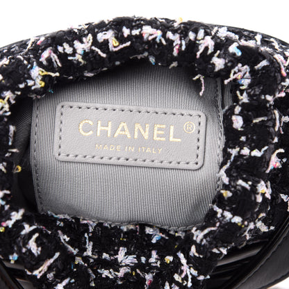 Chanel Calfskin Tweed Small CC Chain Bucket Drawstring Bag Black Multicolor 6 of 11