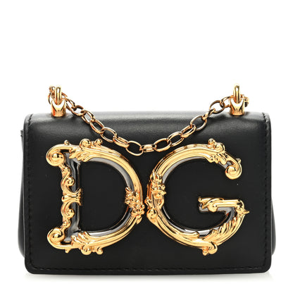 Dolce & Gabbana Calfskin Micro DG Girls Shoulder Bag Black 1 of 8