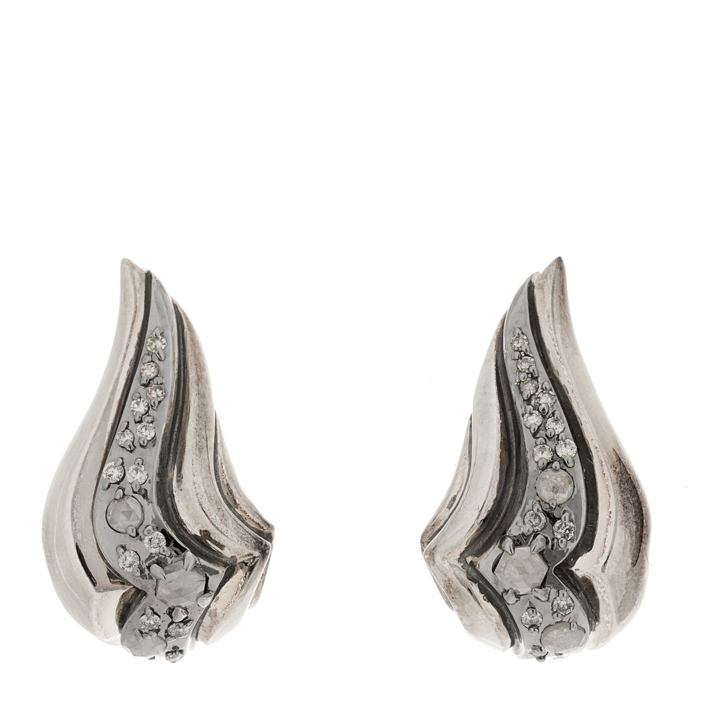 Sterling Silver Diamond Lahar Wing Stud Earrings