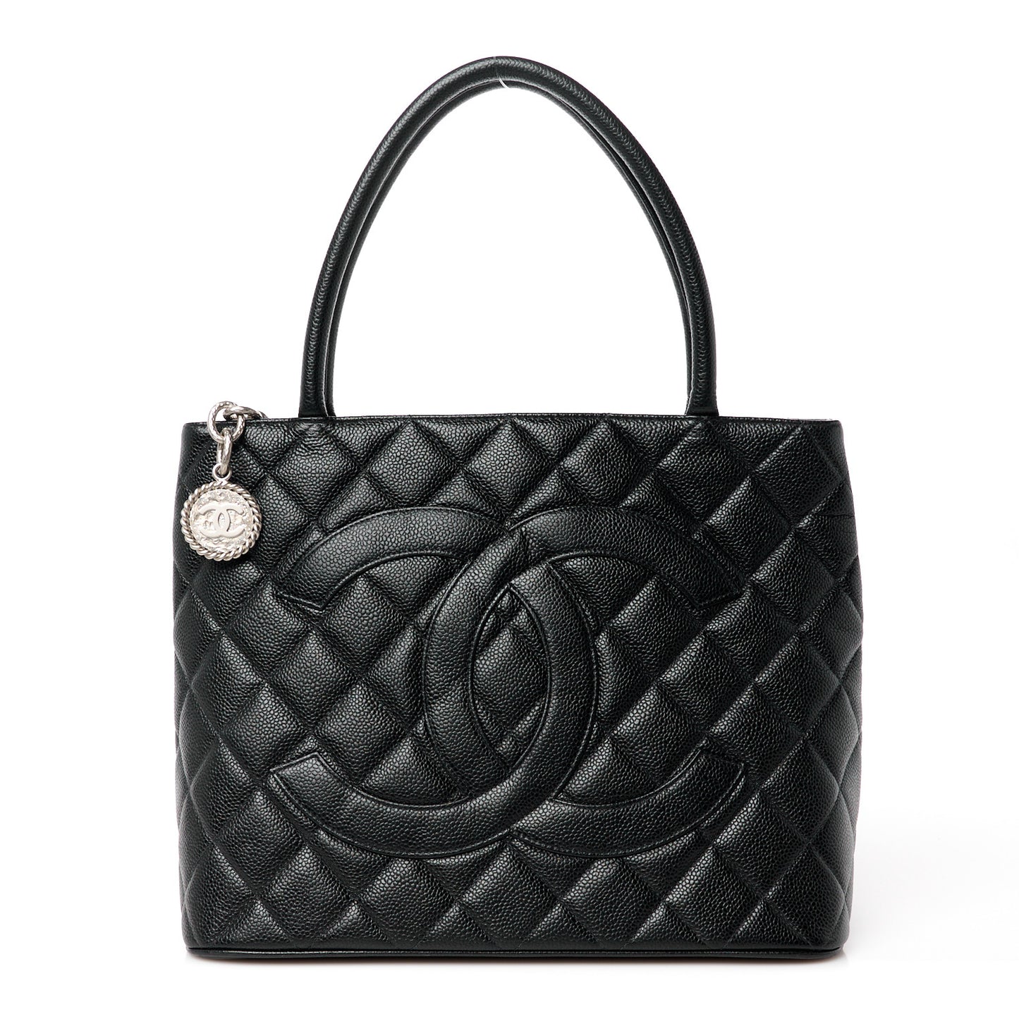 Caviar Quilted Medallion Tote Black
