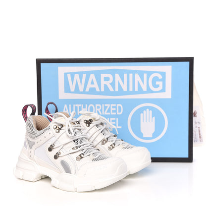 Gucci X SEGA Mesh Calfskin Suede Womens Flashtrek Sneakers 35.5 Great White 16 of 16