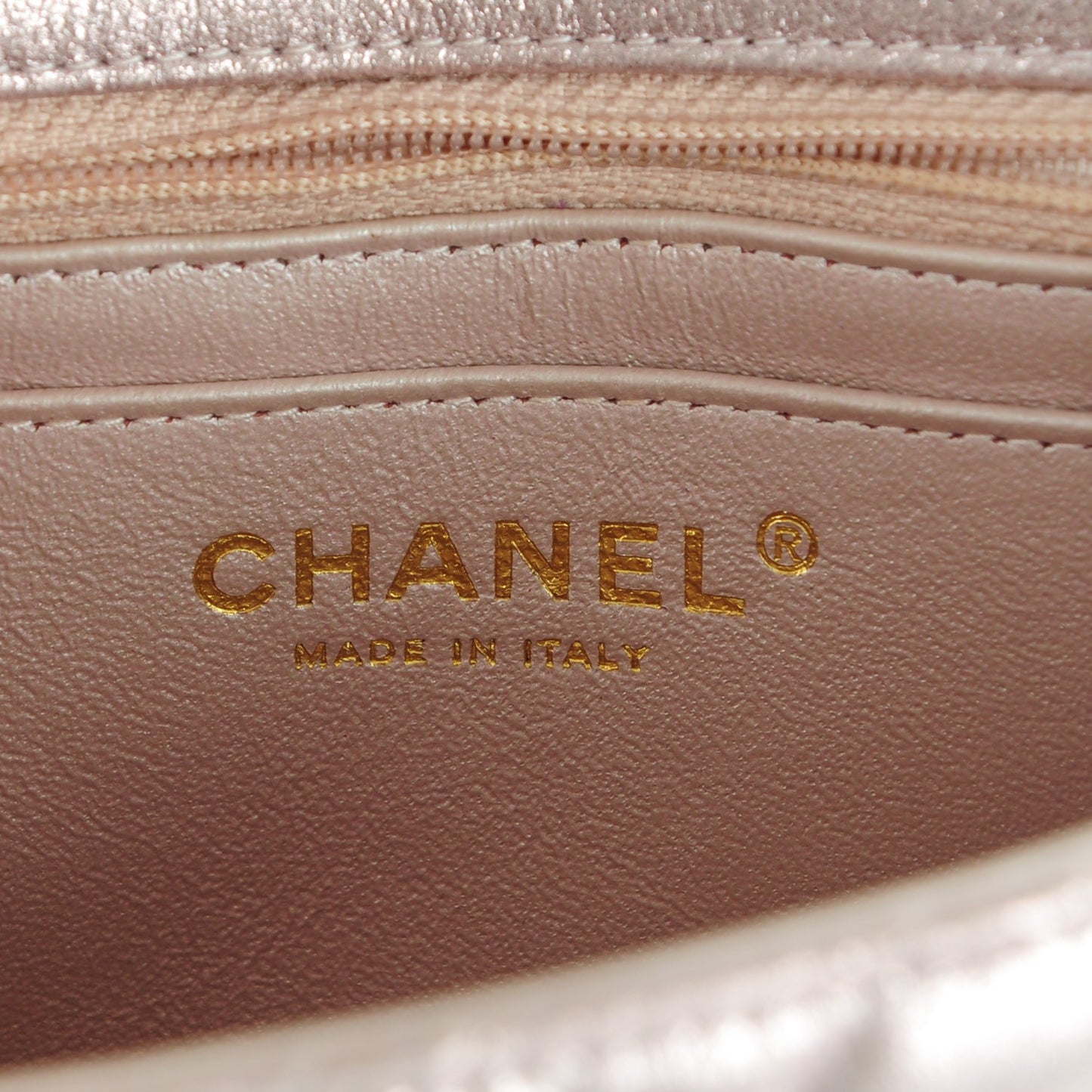 Metallic Goatskin Quilted Mini Square Flap Pink