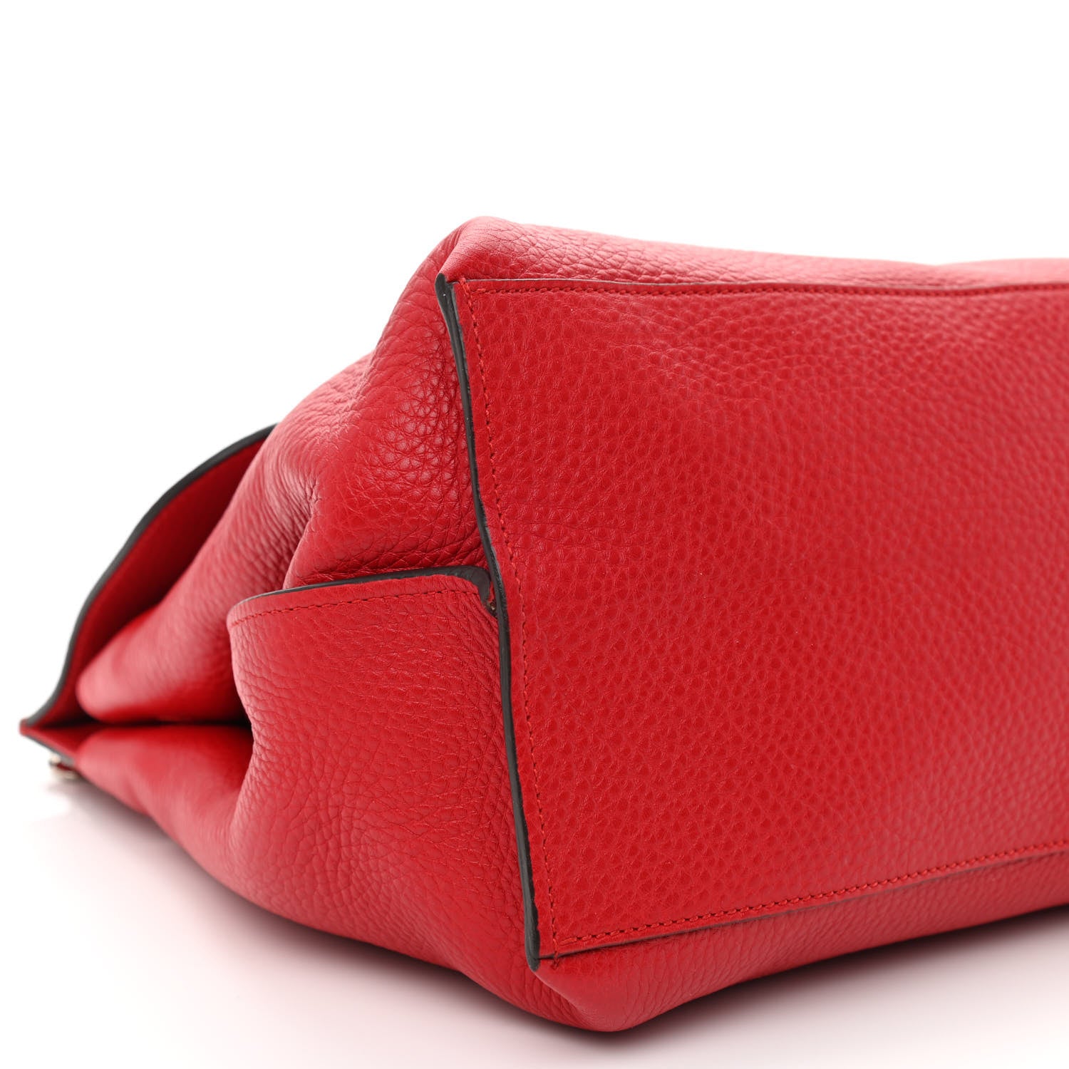 Gucci Pebbled Calfskin Large Bamboo Daily Top Handle Bag Red 8 of 11