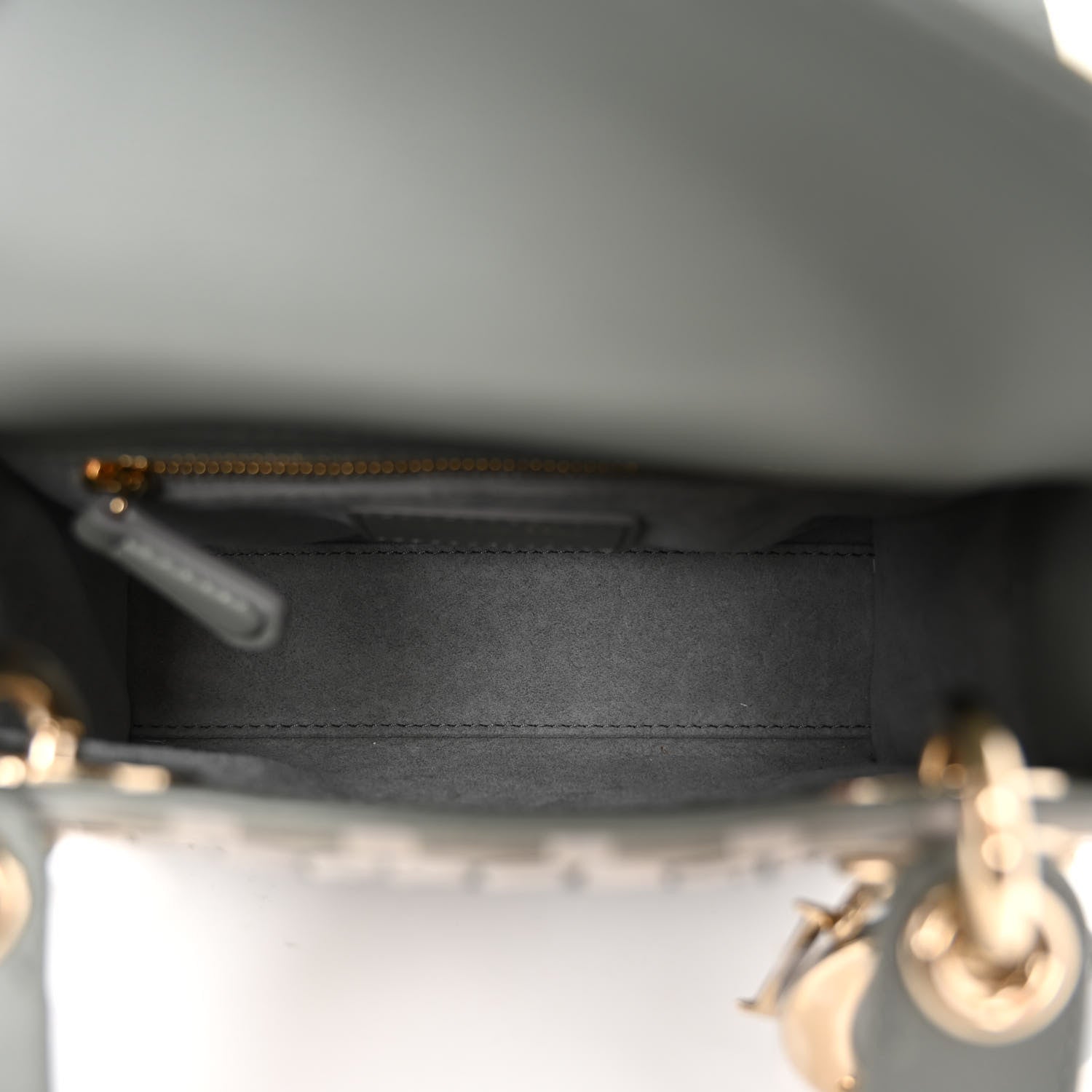 Christian Dior Suede Beaded Ribbon Mini Lady Dior Grey 5 of 10