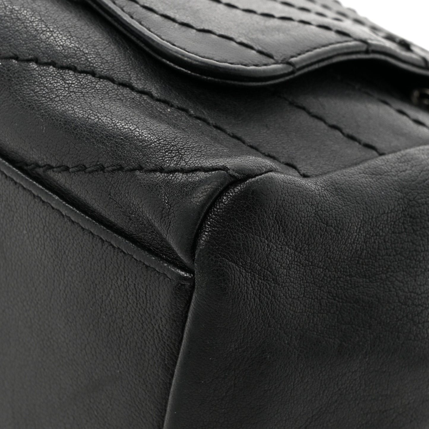 Pebbled Lambskin Chevron Monogram Small Nolita Black