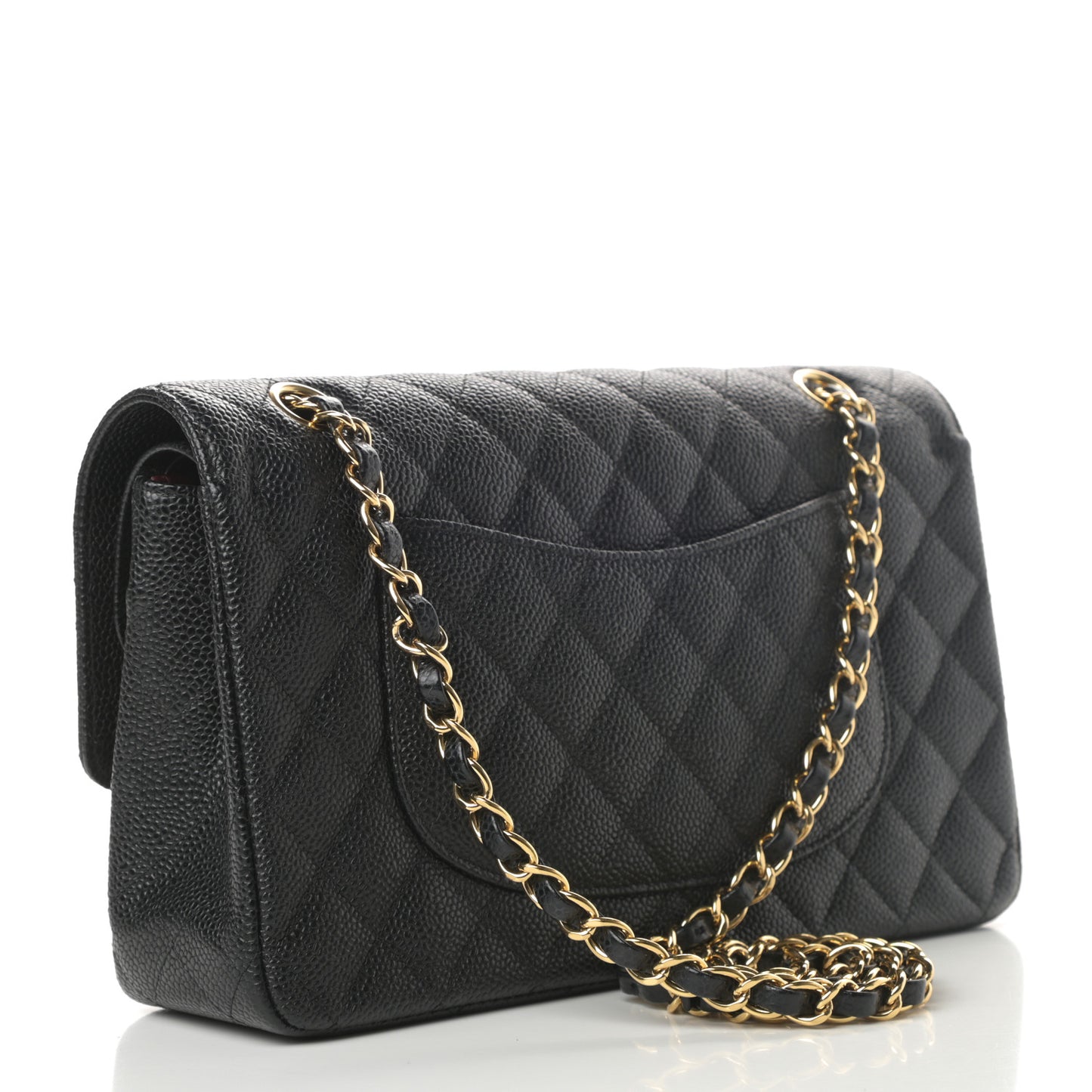 Caviar Quilted Medium Double Flap Black
