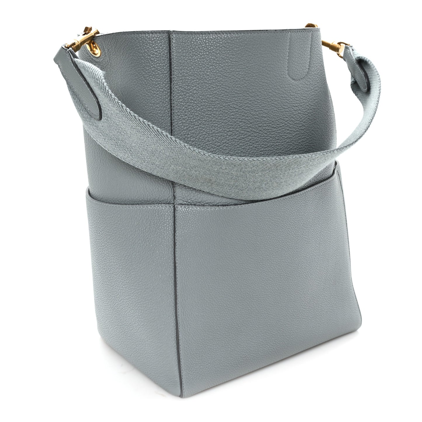 Soft Grained Calfskin Sangle Bucket Bag Storm