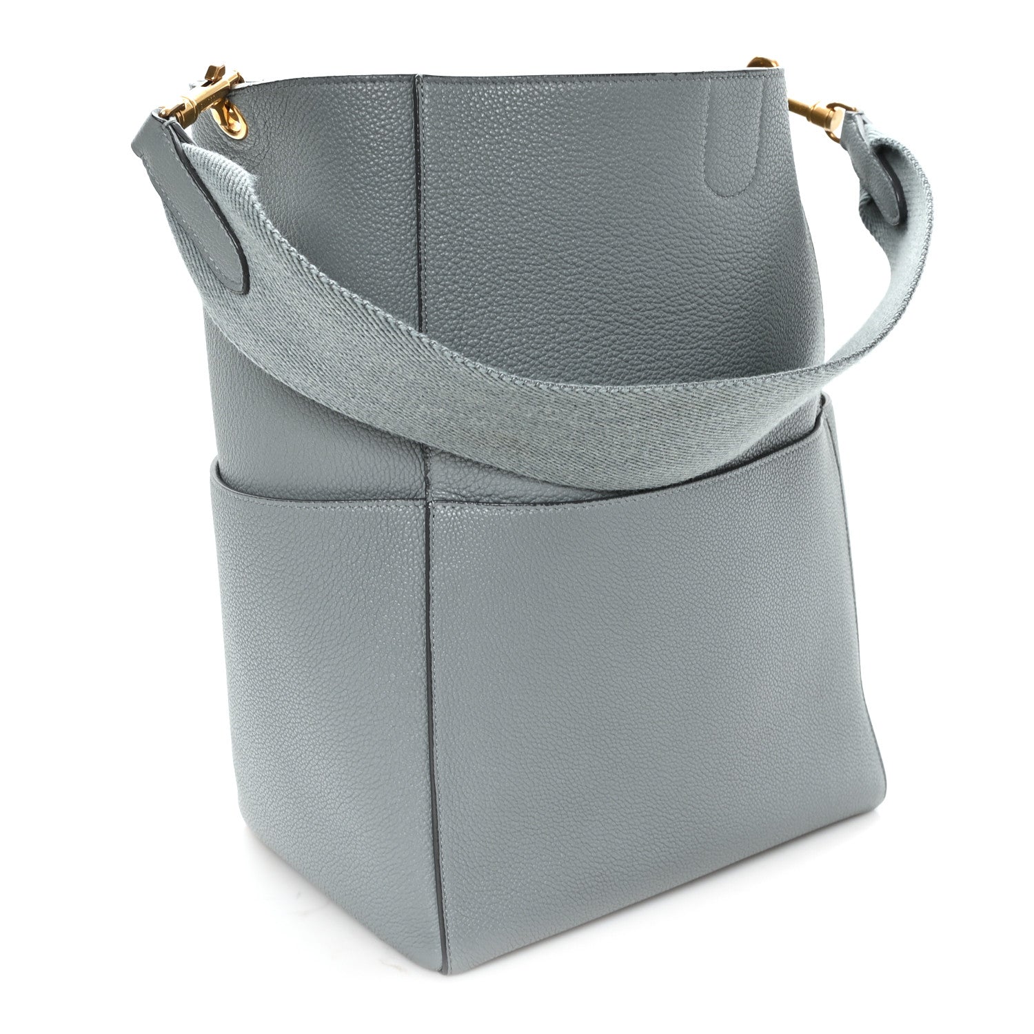 Celine Soft Grained Calfskin Sangle Bucket Bag Storm 3 of 11