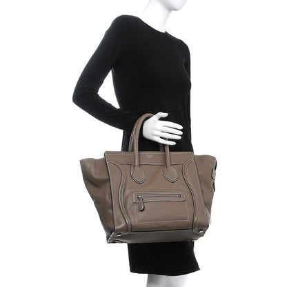 Celine Drummed Calfskin Mini Luggage Souris 2 of 8