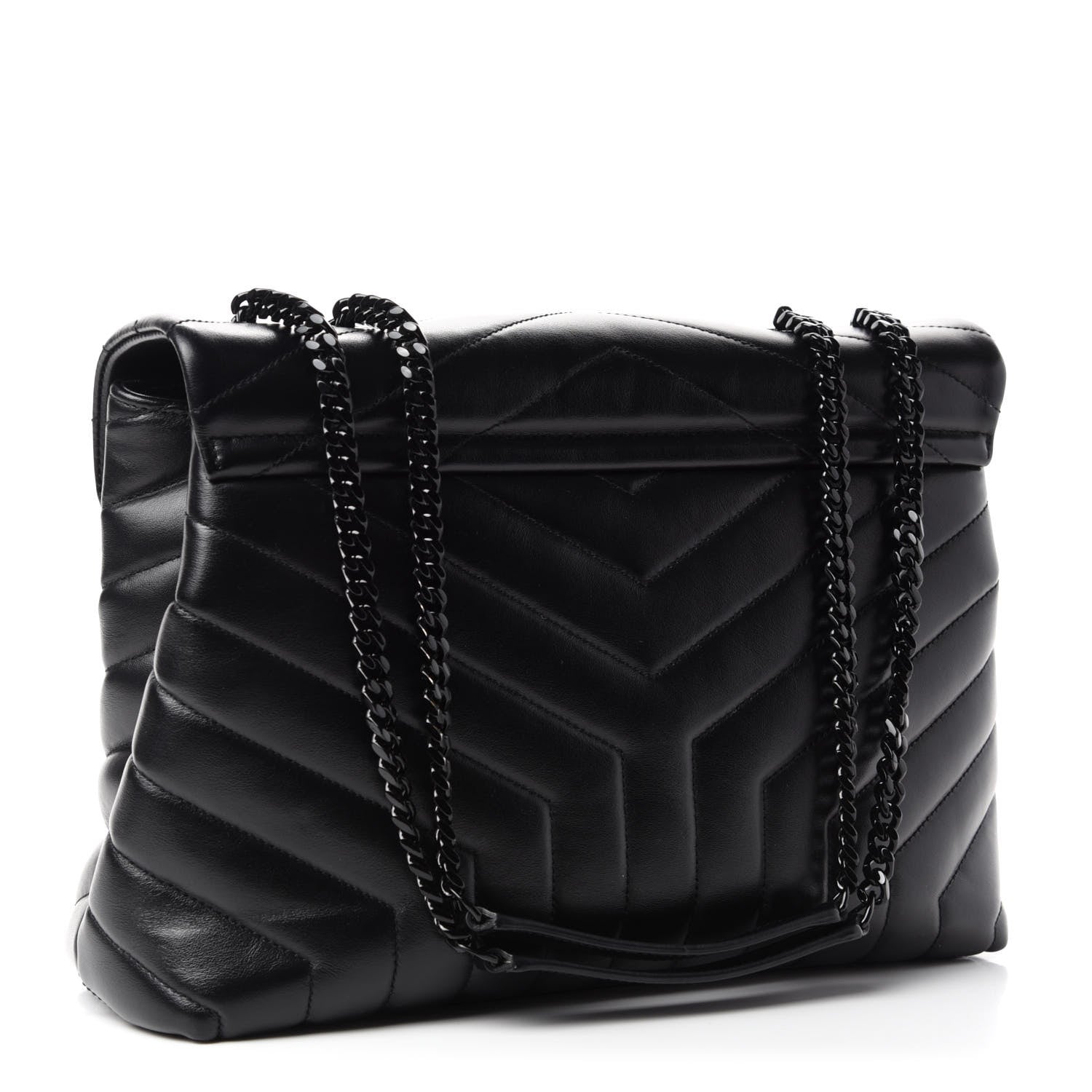 Saint Laurent Calfskin Y Quilted Monogram Medium Loulou Chain Satchel Black 3 of 11