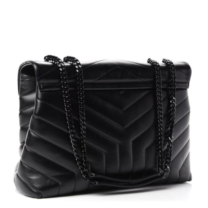 Saint Laurent Calfskin Y Quilted Monogram Medium Loulou Chain Satchel Black 3 of 11