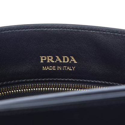 Prada Goatskin Floral Print Bibliotheque Shoulder Bag White Black 8 of 9