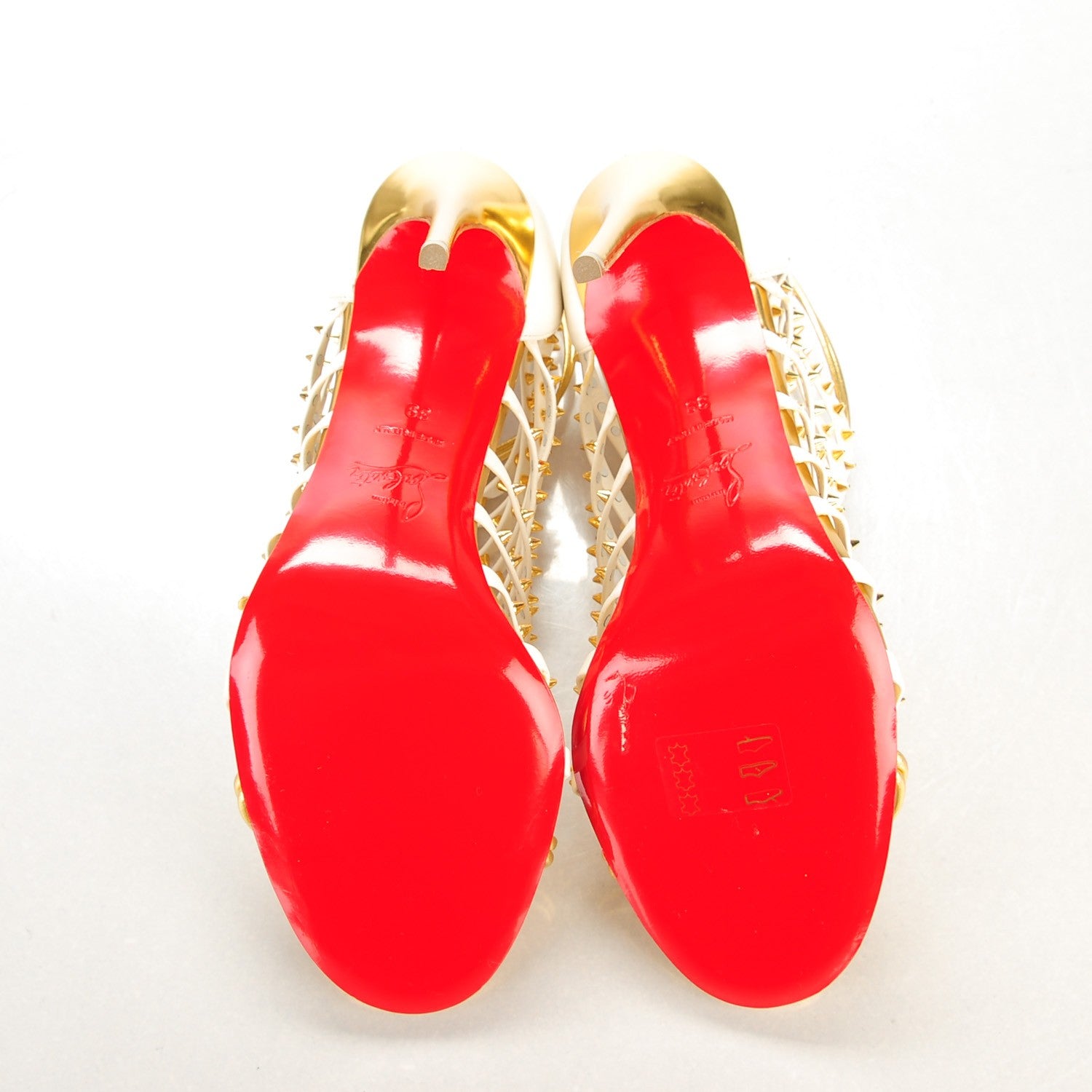 Christian Louboutin Nappa Millaclou 100 Cage Sandals 39 Edelweiss Gold 6 of 8