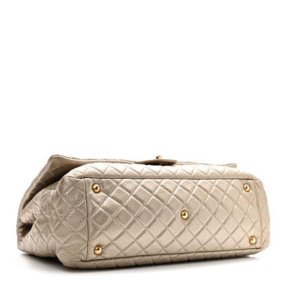 Chanel Metallic Calfskin Quilted Small XXL Travel Flap Bag Gold 4 of 10