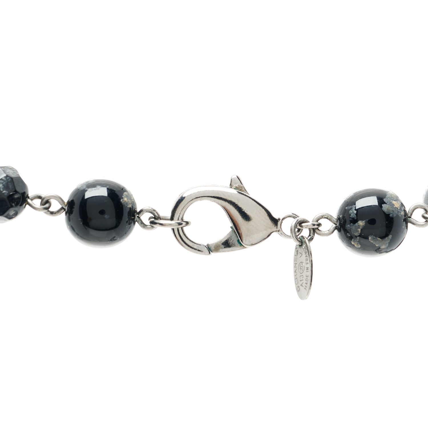 Chanel Ruthenium Pearl Beaded CC Long Necklace Black 4 of 8
