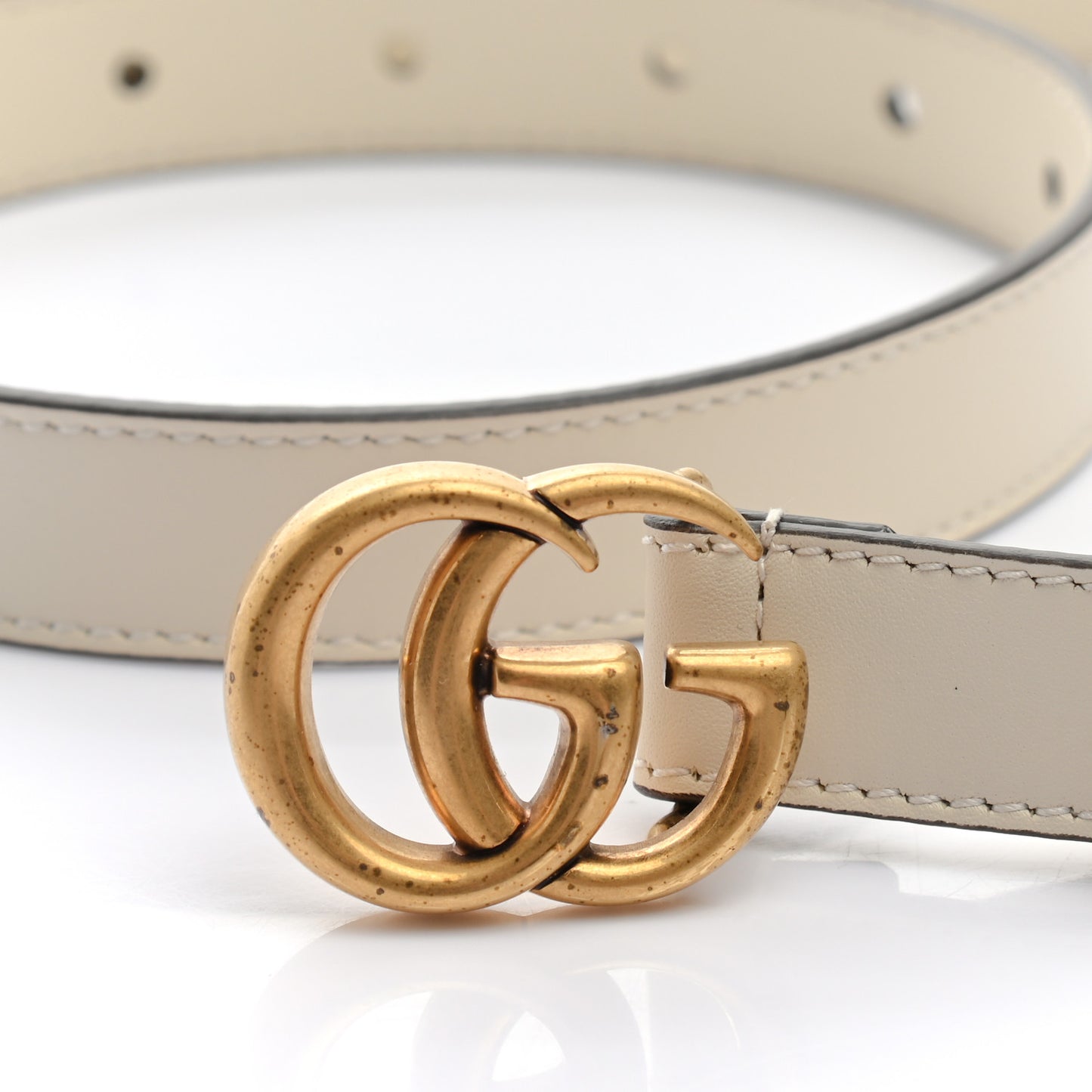 Calfskin Double G 20mm Belt 80 32 Mystic White