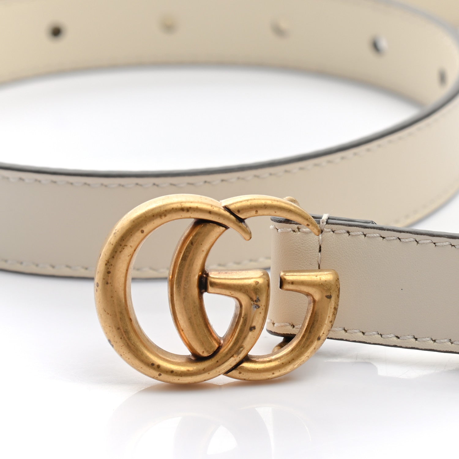 Gucci Calfskin Double G 20mm Belt 80 32 Mystic White 6 of 6