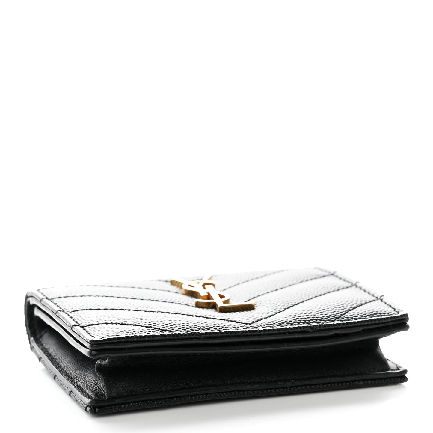 Grain De Poudre Matelasse Chevron Monogram Flap Card Case Black