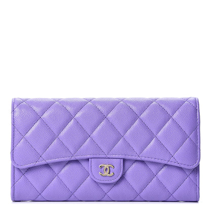 Chanel Caviar Quilted Large Flap Wallet Purple 1 of 10