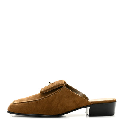 Chanel Suede Calfskin CC Turn Lock Mules 40 Dark Beige 1 of 9