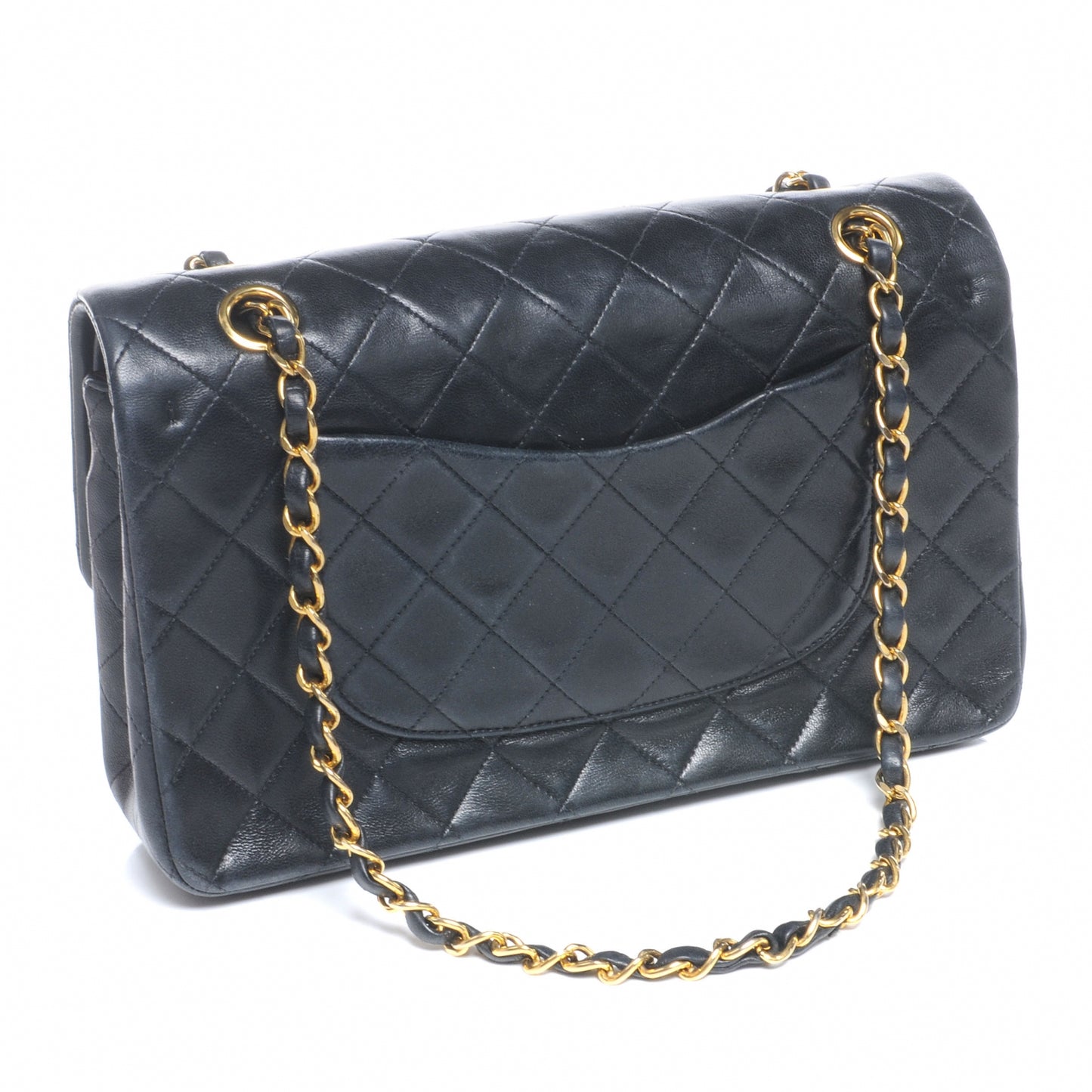 Lambskin Medium Double Flap Black