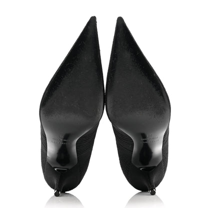 Balenciaga Textured Recycled Knit Logo Extreme Pointed Toe Knife 2.0 Booties 38 Black 5 of 10