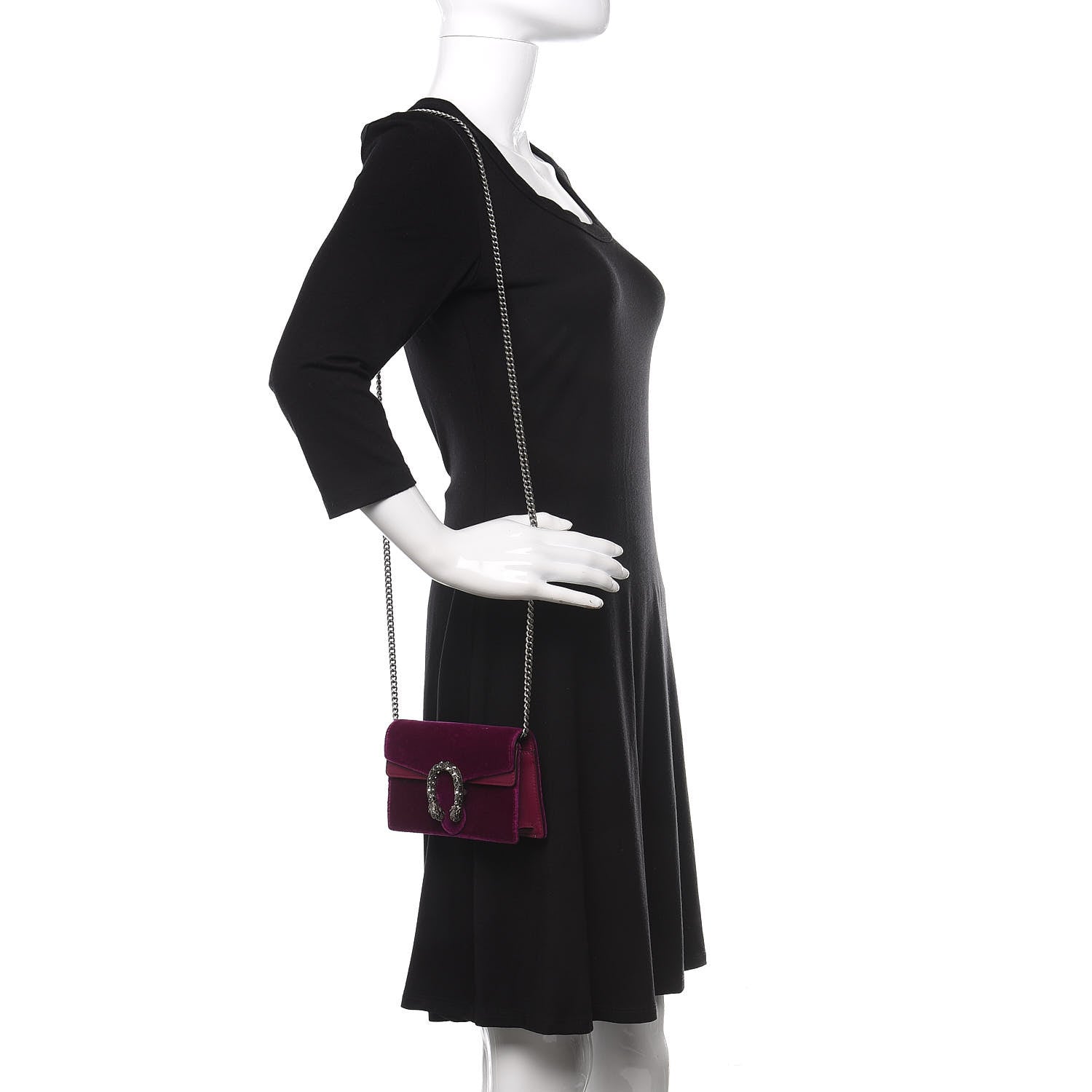 Gucci Velvet Super Mini Dionysus Shoulder Bag Fuchsia Violet Cyclamen 2 of 9