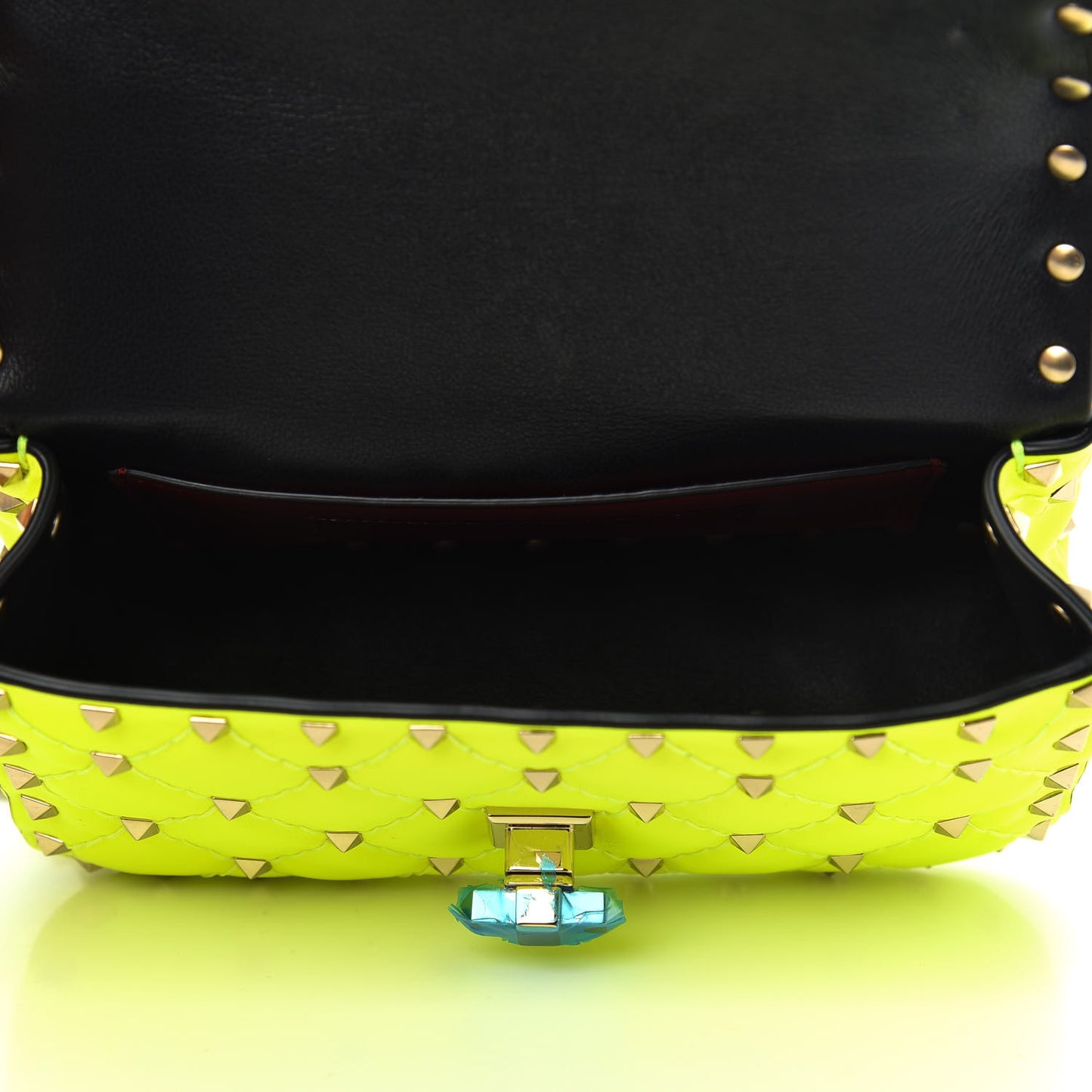 Calfskin Mini Rockstud Spike Shoulder Bag Lime