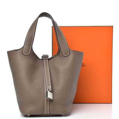 Hermes Taurillon Clemence Picotin Lock 18 PM Etoupe 9 of 9