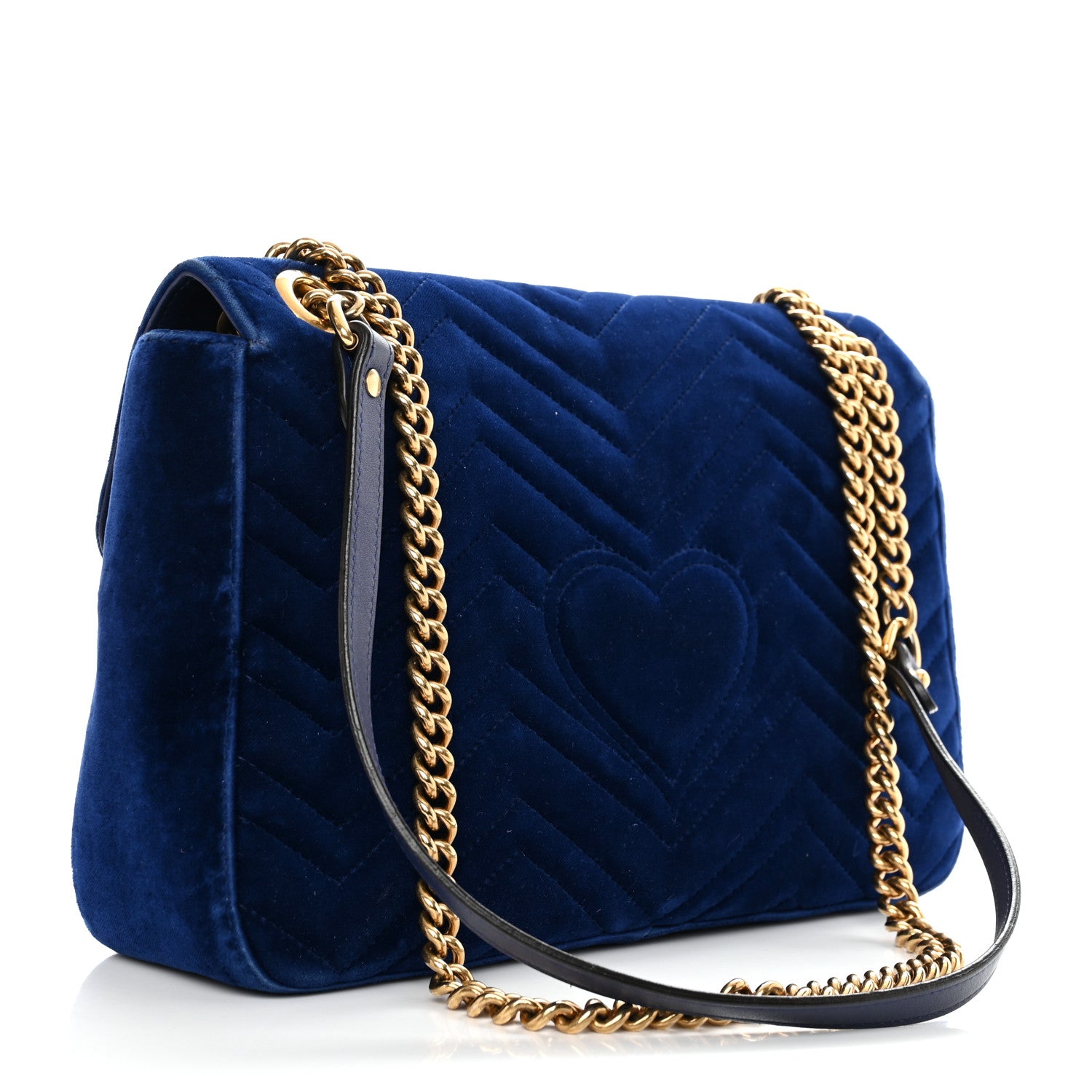 Gucci Velvet Matelasse Medium GG Marmont Shoulder Bag Cobalt Blue 3 of 13