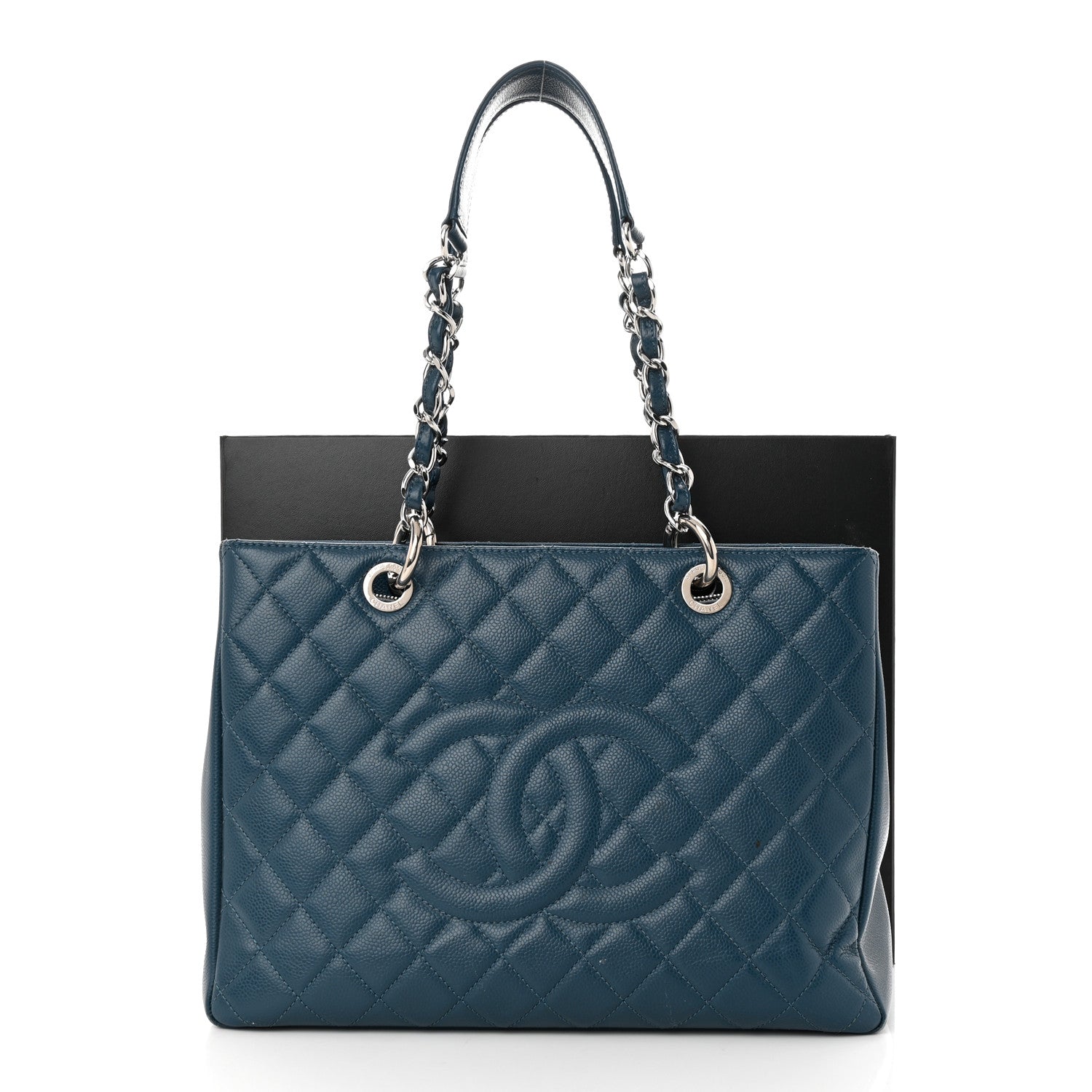 Chanel Caviar Quilted Grand Shopping Tote GST Dark Blue 21 of 21