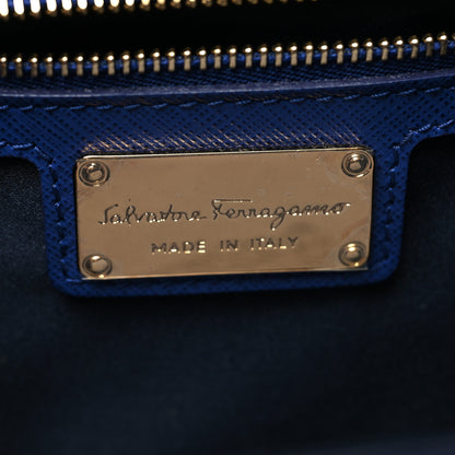 Salvatore Ferragamo Printed Calfskin Ginny Shoulder Bag Blue 6 of 11