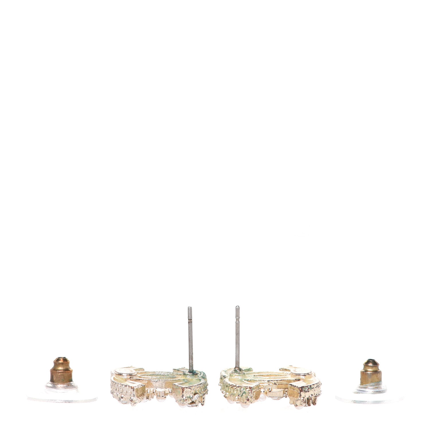 Chanel Pearl Crystal Baguette CC Earrings Gold 3 of 5