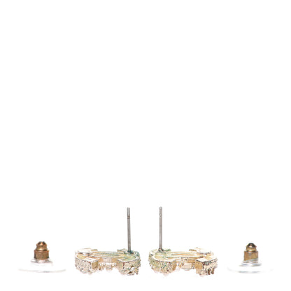 Chanel Pearl Crystal Baguette CC Earrings Gold 3 of 5