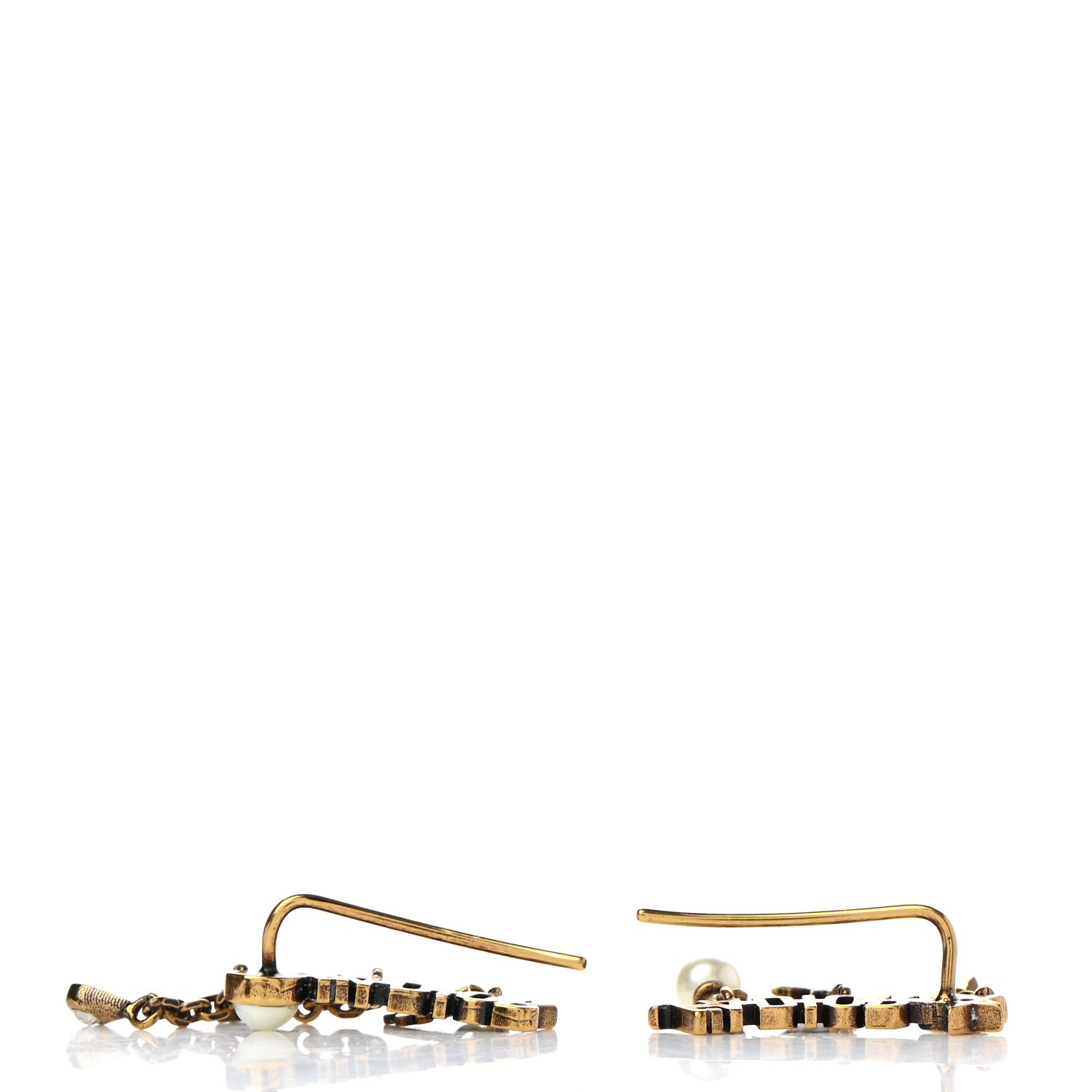 Christian Dior Pearl Crystal J'Adior Earrings Aged Gold 3 of 4