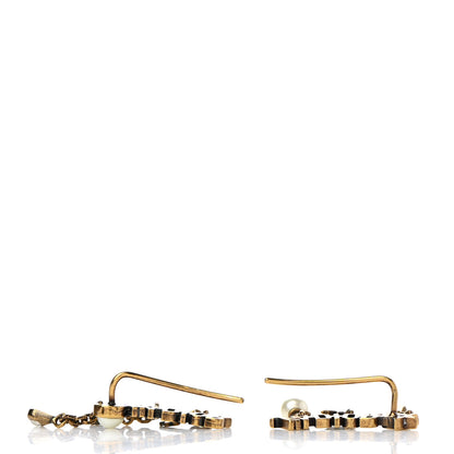 Christian Dior Pearl Crystal J'Adior Earrings Aged Gold 3 of 4