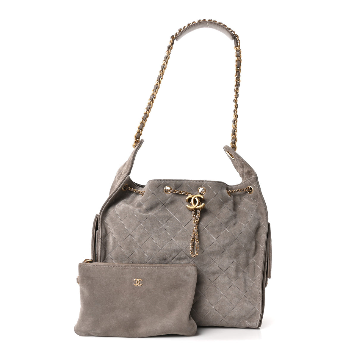 Chanel Suede Quilted Medium Chanel 25 Handbag Grey 3 of 11