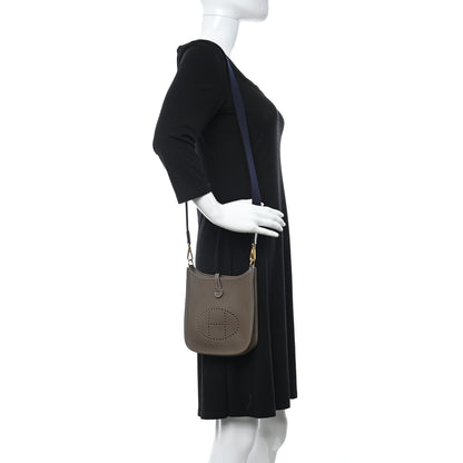 Hermes Taurillon Clemence Amazone Evelyne TPM Etoupe Bleu Indigo 2 of 9
