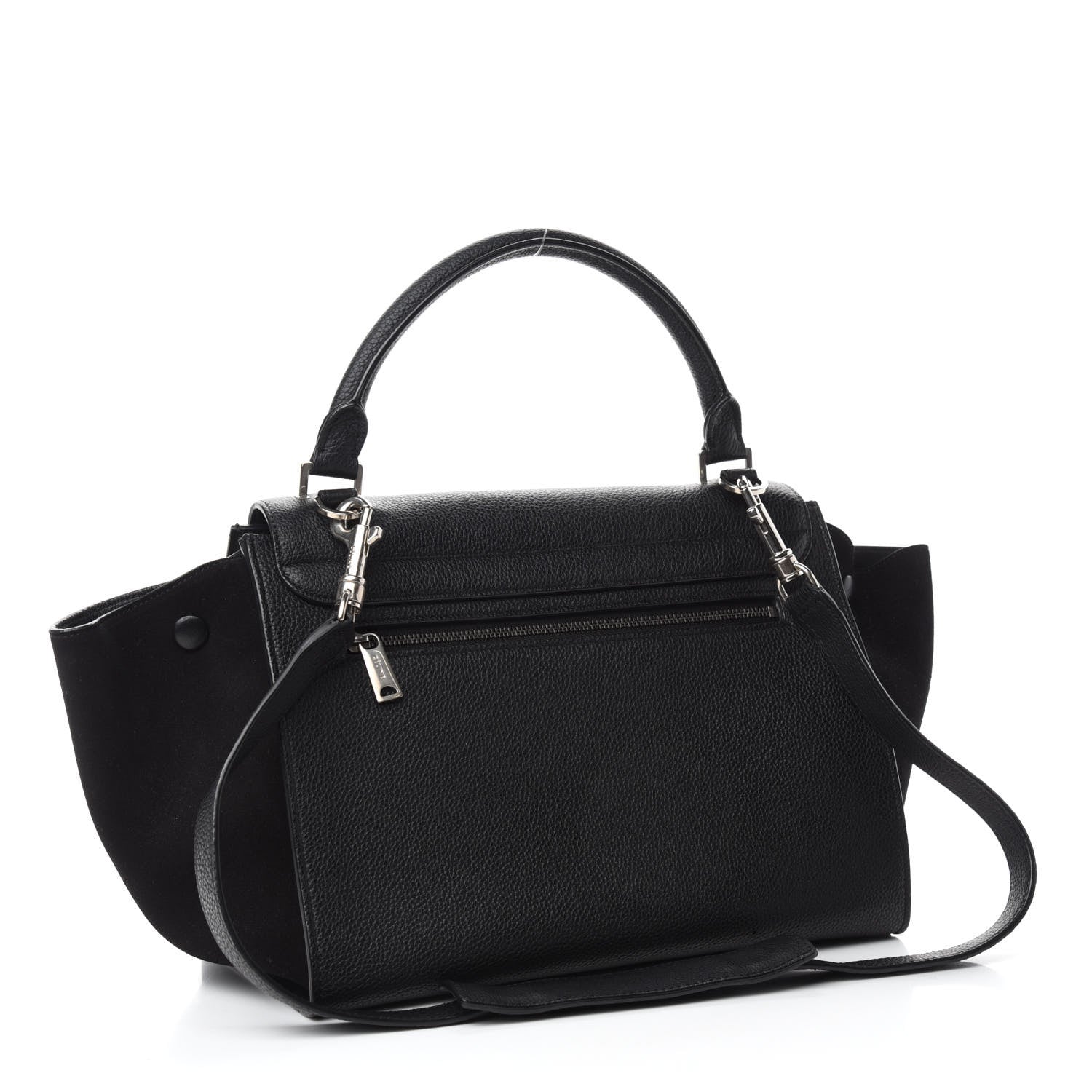 Celine Drummed Calfskin Suede Small Trapeze Black 3 of 11
