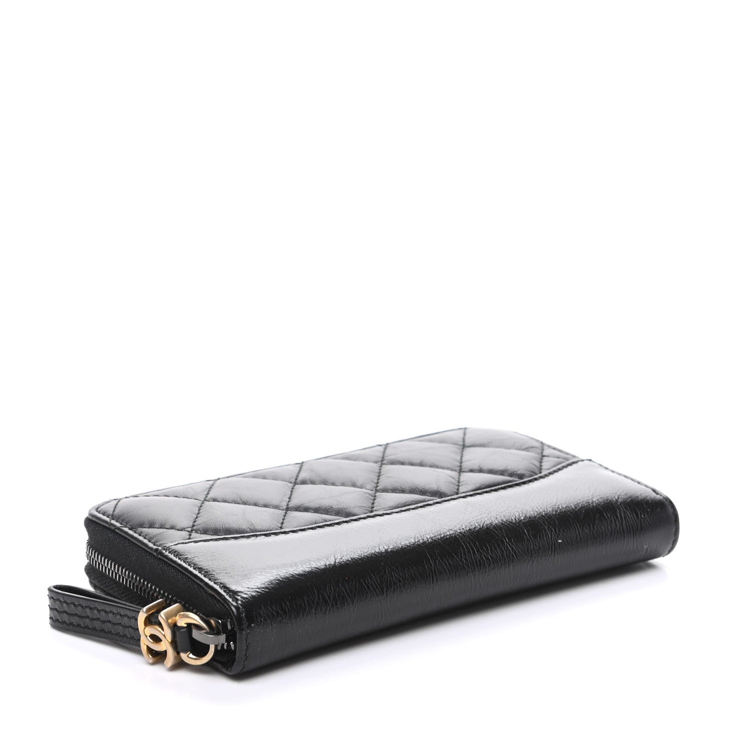Chanel Aged Calfskin Quilted Small Gabrielle Zip Around Wallet Black 4 of 11