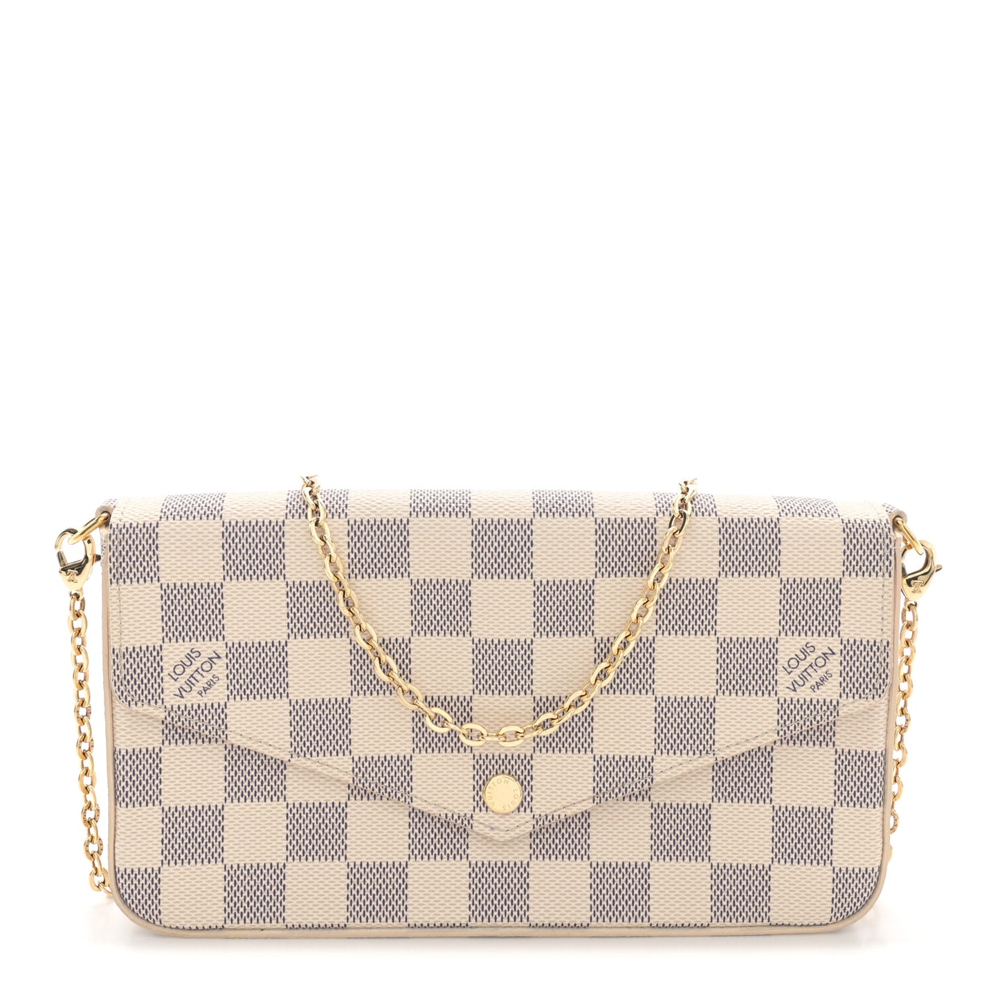 Damier Azur Pochette Felicie Chain Wallet Rose Ballerine
