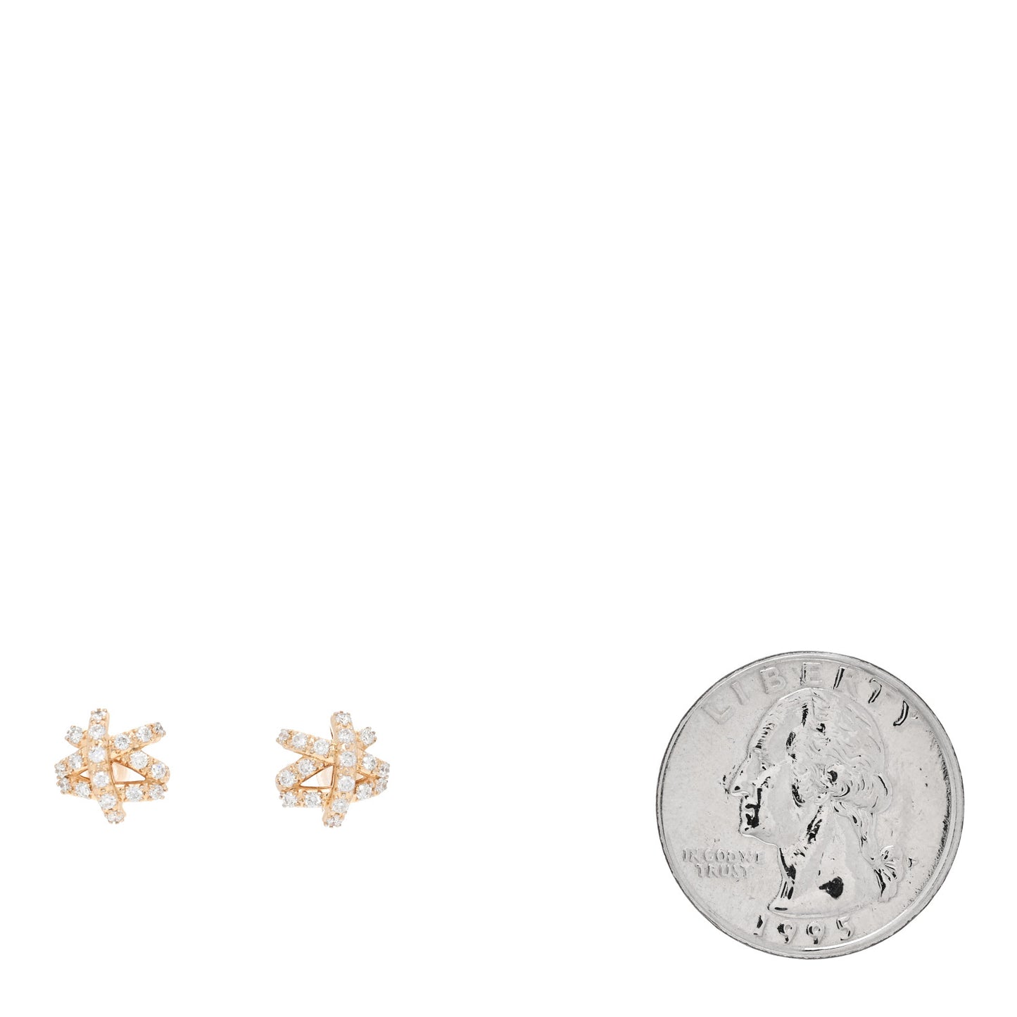 18K Yellow Gold Diamond 9mm Pave Crossover Stud Earrings