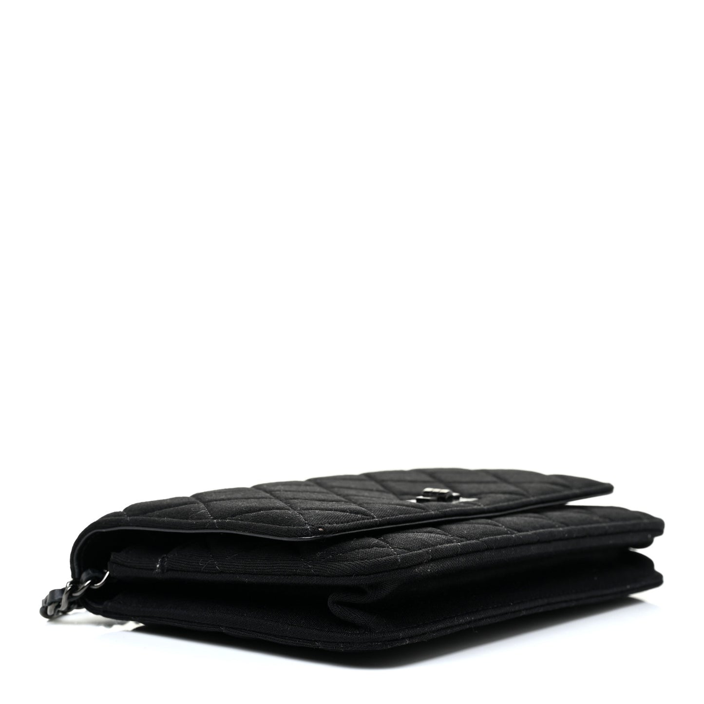 Jersey Quilted Reissue Wallet On Chain WOC Black
