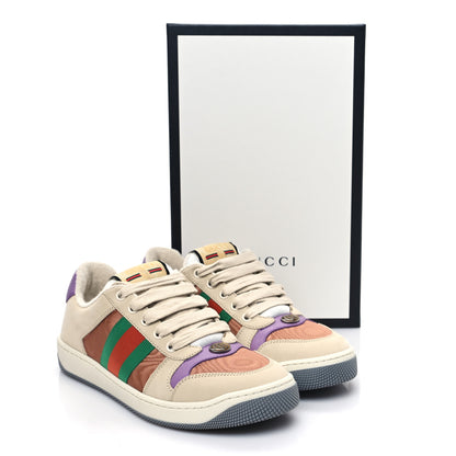 Gucci Moire Fabric Nubuck Web Womens Screener Sneakers 37 Cinnamon Dusty Milk New Lavender 8 of 8