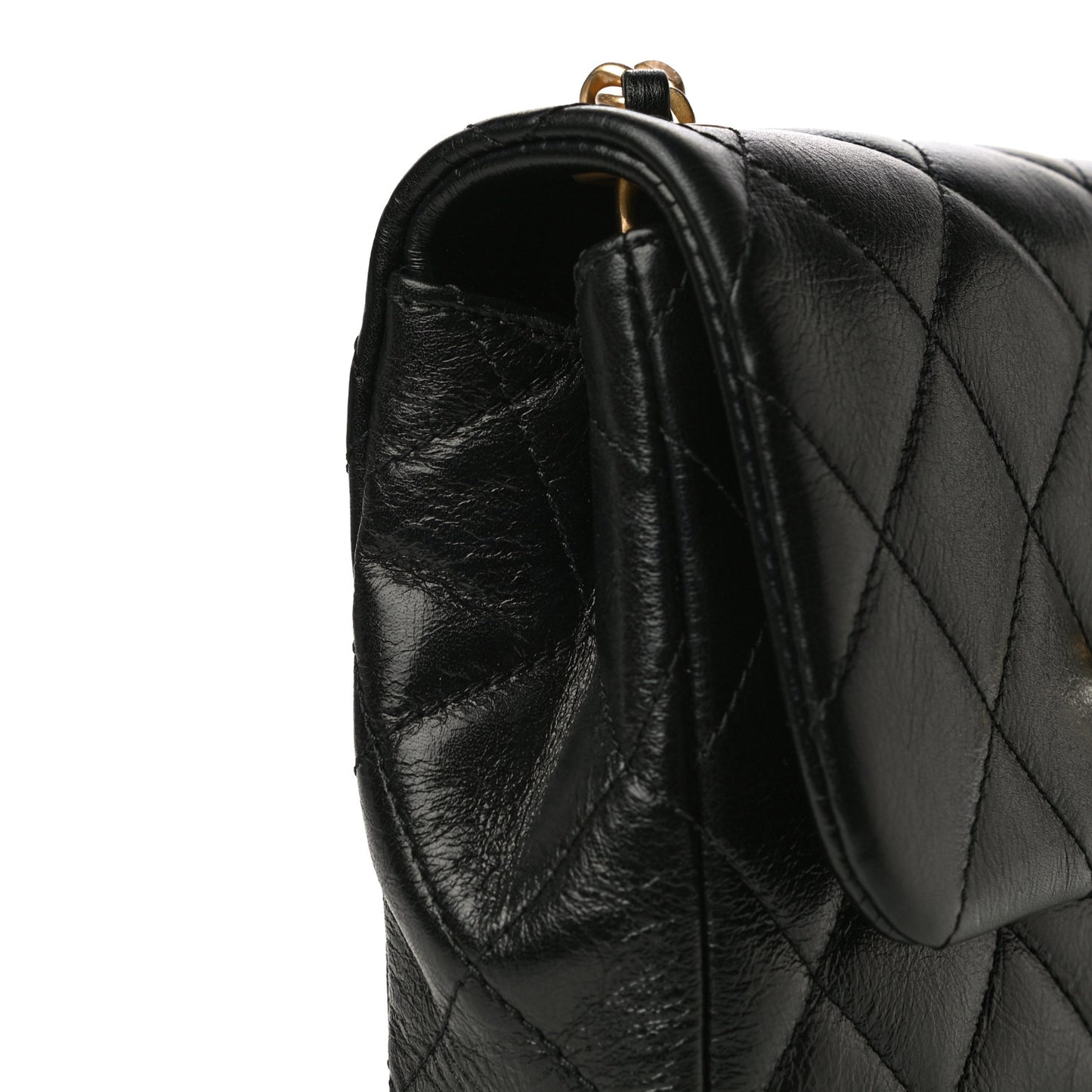 Calfskin Quilted Mini Pearl Flap Bag Black