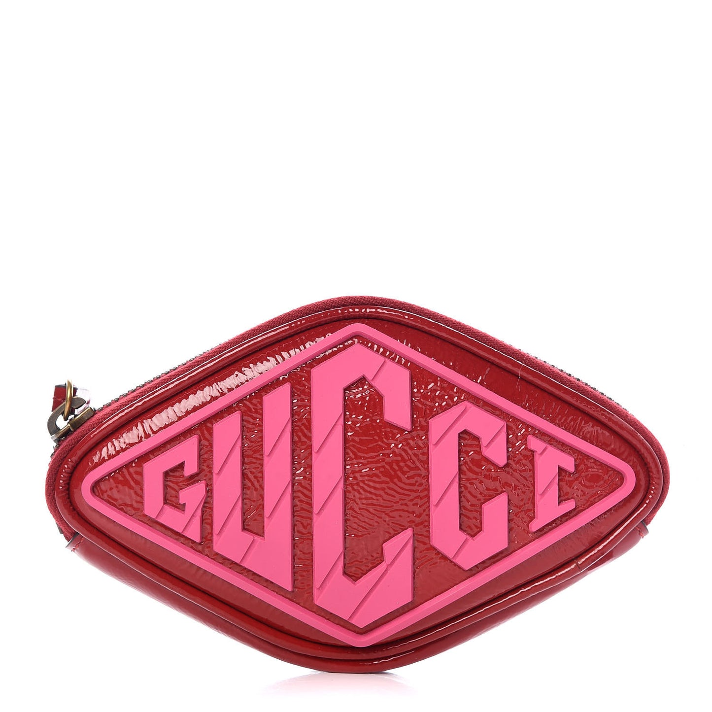 Patent Rubber Game Patch Logo Wrist Bag Hibiscus Red