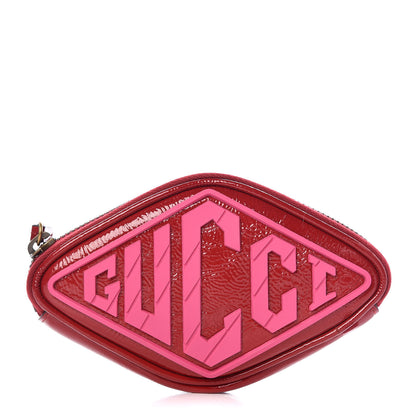 Gucci Patent Rubber Game Patch Logo Wrist Bag Hibiscus Red 1 of 8