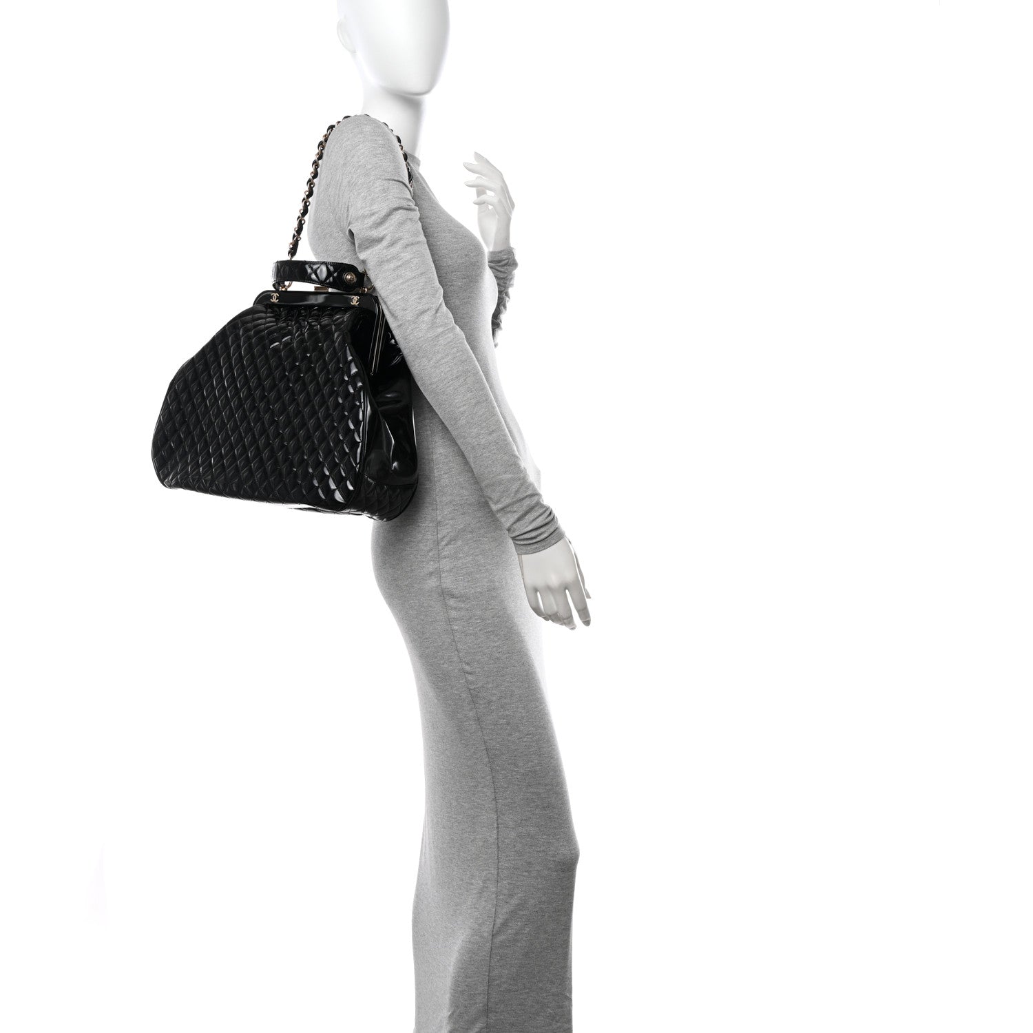 Chanel Glazed Calfskin Quilted Mademoiselle Large Frame Bag Black 2 of 14